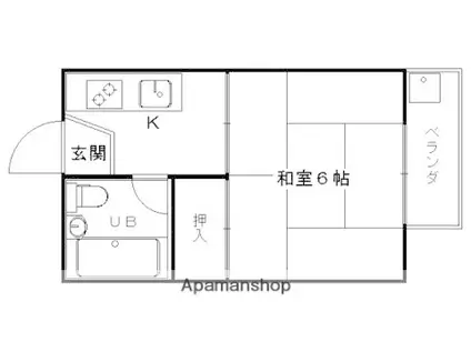 嵯峨野ハイツ(1K/2階)の間取り写真
