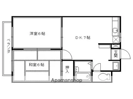 ハピネス桂(2DK/2階)の間取り写真