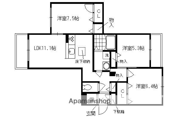 シャーメゾン伏見桂川(3LDK/2階)の間取り写真
