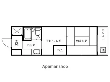 グランディール嵯峨(2K/3階)の間取り写真