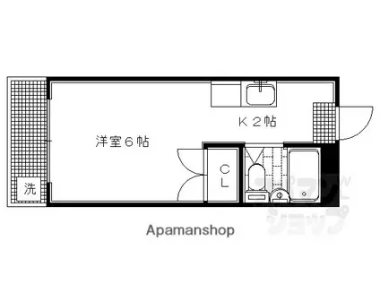 ハイツ都(1K/2階)の間取り写真
