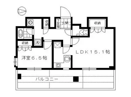 音羽ハイツ(1LDK/6階)の間取り写真