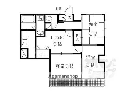 レイ北山(3LDK/3階)の間取り写真