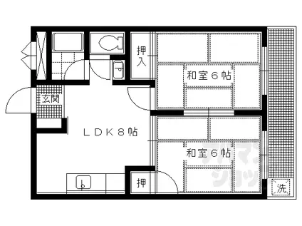 ヴィラージュ岩倉(2LDK/2階)の間取り写真