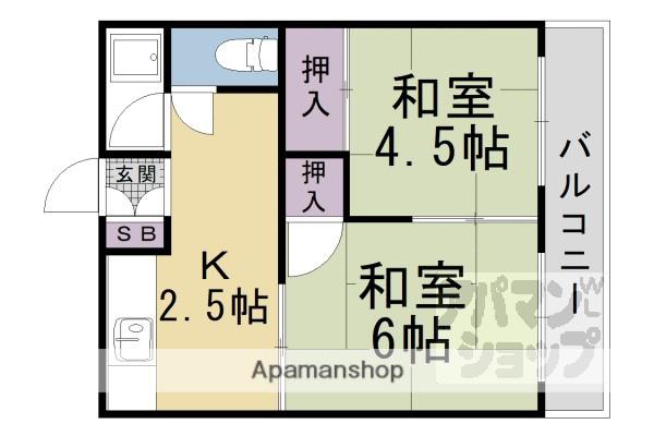 原田ハイツ(2K/2階)の間取り写真