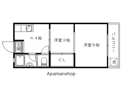 マンション山科(2K/3階)の間取り写真