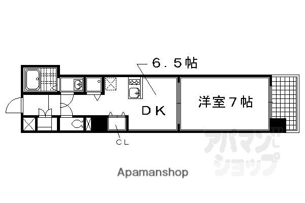 プレサンス京都四条大宮(1DK/3階)の間取り写真