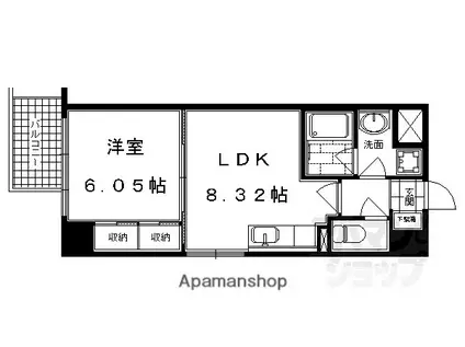 プラネシア星の子四条西洞院(1LDK/7階)の間取り写真