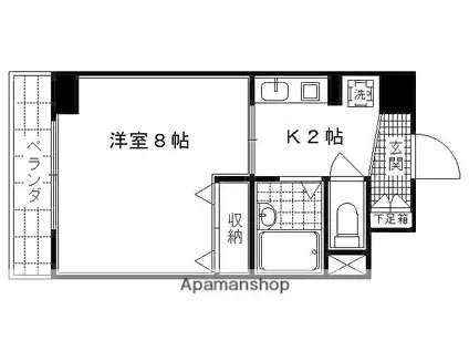 ジュネス二条(1K/3階)の間取り写真