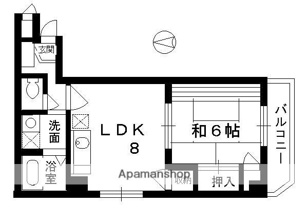 宝蔵マンション(1LDK/4階)の間取り写真