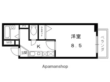 アルティスタ三条(1K/4階)の間取り写真