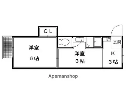 牧マンション(1DK/3階)の間取り写真