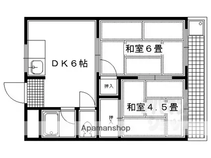 ハイツアルメリア(2DK/1階)の間取り写真