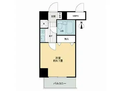 ライオンズマンション四条烏丸(1K/4階)の間取り写真