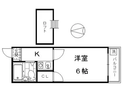 グローリーハイツ東福寺(1K/1階)の間取り写真