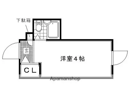 コスモ三条京阪(ワンルーム/3階)の間取り写真