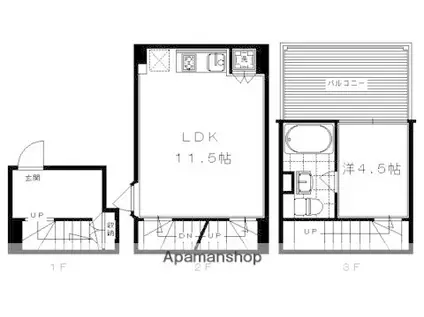 是空HORIKAWA(1LDK/1階)の間取り写真