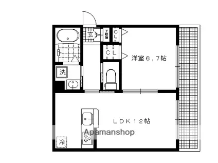 LAJOLLA(1DK/1階)の間取り写真