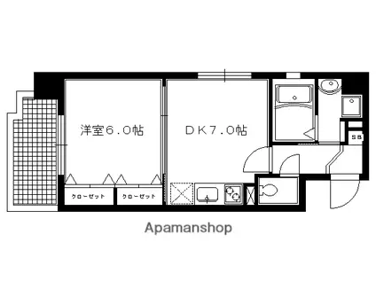 RESO北白川(1DK/3階)の間取り写真