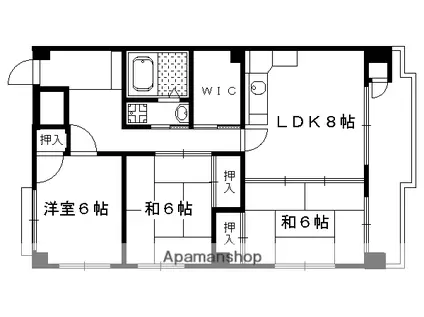 グレース北園(3LDK/1階)の間取り写真