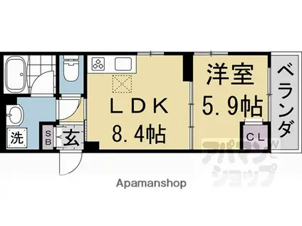 シャーメゾン CIEL(1LDK/1階)の間取り写真