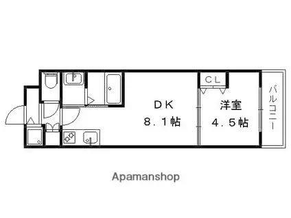 アドバンス京都北大路レフィナード(1LDK/1階)の間取り写真