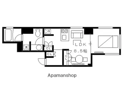 COTO GLANCE 御所北(1LDK/3階)の間取り写真