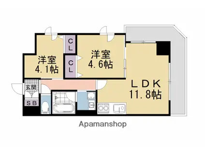 INSIGHT REPOS YAMASHINA NAGITS(2LDK/2階)の間取り写真