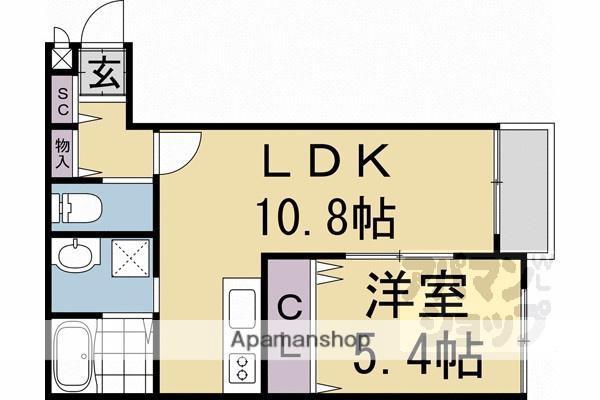 プライベートレジデンス京都駅西(1LDK/1階)の間取り写真