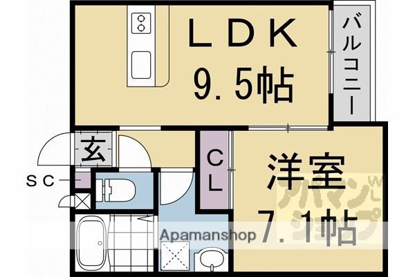 プライベートレジデンス京都駅西(1LDK/1階)の間取り写真