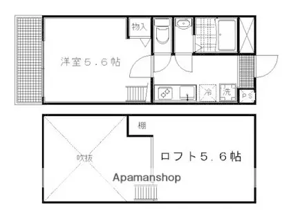 ロフティ智恵光院南(1K/2階)の間取り写真