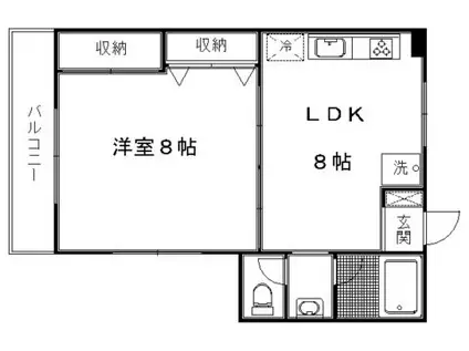 グランミュゼ北野(1DK/3階)の間取り写真