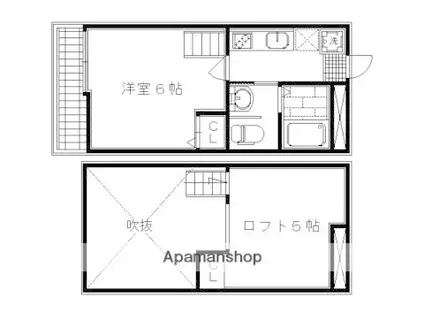 ロフティ京都西陣(1K/2階)の間取り写真