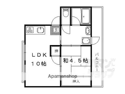 山伴マンション(1LDK/3階)の間取り写真
