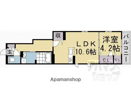 セジュール茶山II(1LDK/1階)の間取り写真