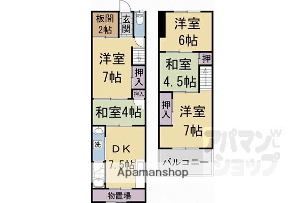 東海道本線 西大路駅 徒歩19分 2階建 築40年(5DK)の間取り写真