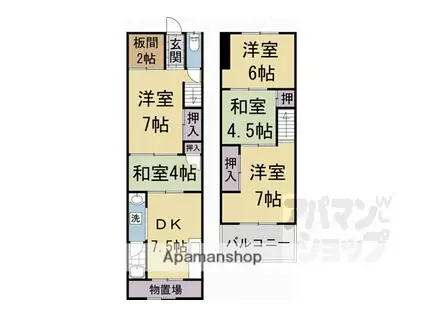 東海道本線 西大路駅 徒歩19分 2階建 築42年(5DK)の間取り写真