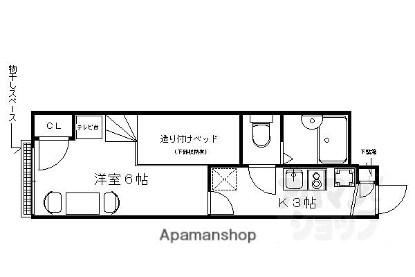 レオパレス花園(1K/1階)の間取り写真
