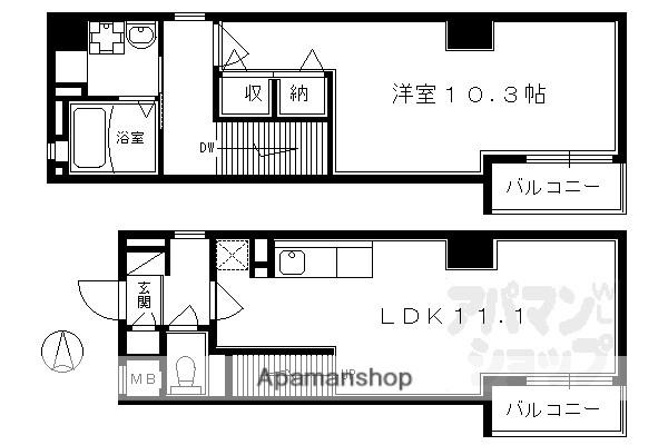 シャトーあと村(1LDK/5階)の間取り写真