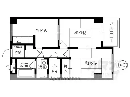 シティーハウス407(2DK/2階)の間取り写真