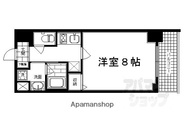 アスヴェル京都堀川高辻(1K/2階)の間取り写真