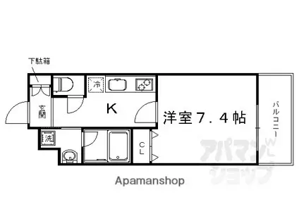 ベラジオ京都壬生ウエストゲート(1K/1階)の間取り写真