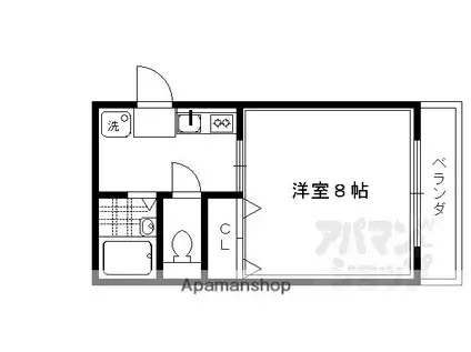 東西俵屋町マンション(1K/1階)の間取り写真