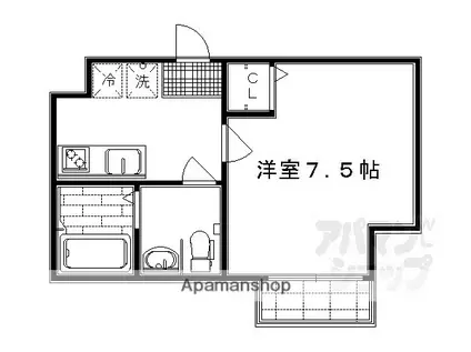 REQUIE大将軍(1K/2階)の間取り写真