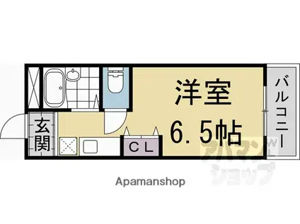 カーサ御所西(1K/1階)の間取り写真