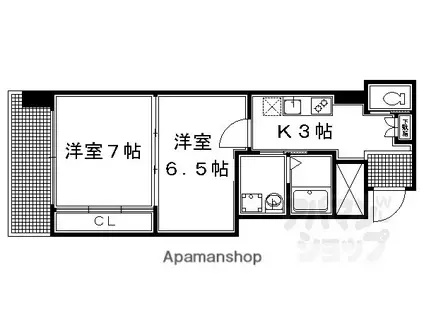 SETTLE御所東(2K/2階)の間取り写真