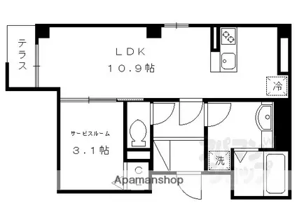 レジデンス京都洛央(1LDK/1階)の間取り写真