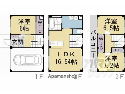 RUBONO御所西(3LDK/1階)の間取り写真