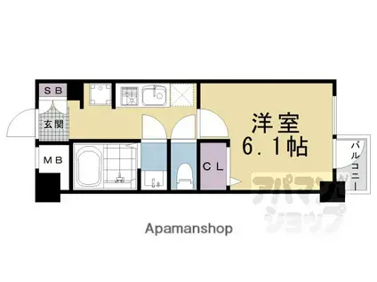 サンフローラ三条大宮(1K/2階)の間取り写真