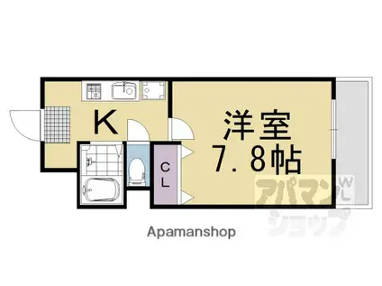ハピネス神宮道(1K/3階)の間取り写真